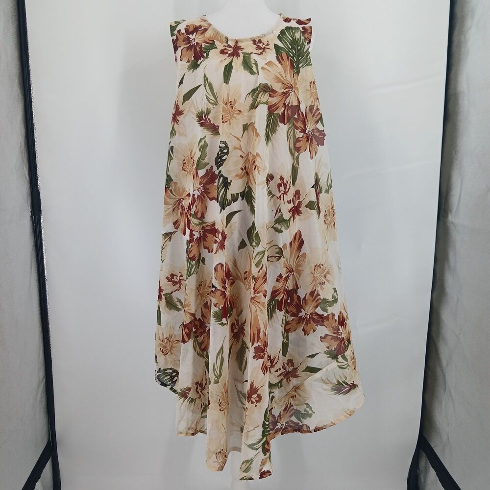 womens ana & rose plus size one size brown cream hawaiian floral midi dress
